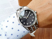  Shop Authentic Bulova Crystal Collection Black Dial Silver Steel Strap Watch for Men - 96K104 - Luxxuri