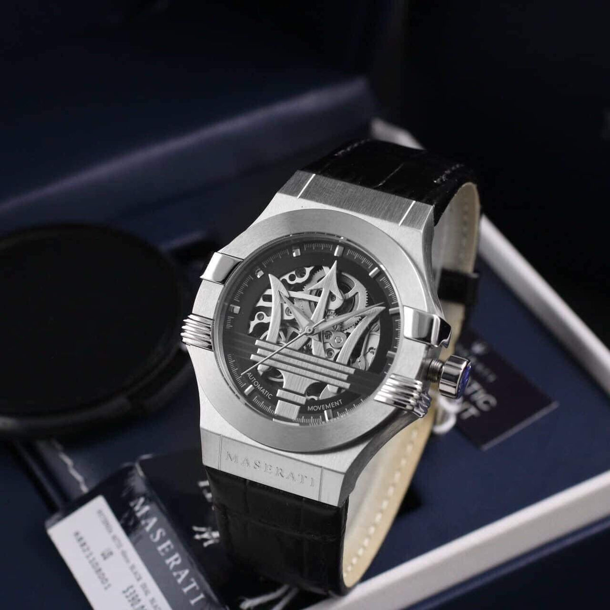 Shop Authentic Maserati Potenza Automatic Black Dial Black Leather Strap Watch For Men - R8821108001 - Luxxuri