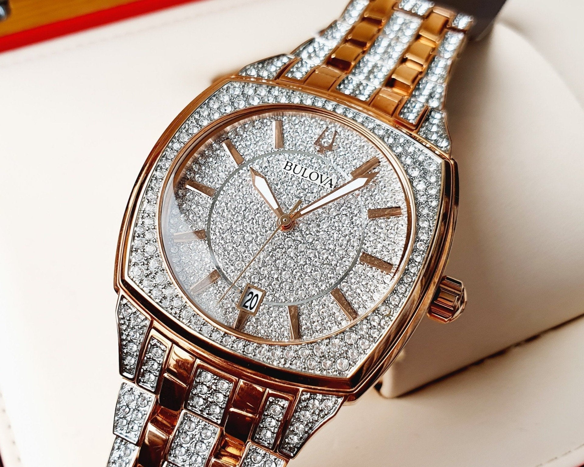  Shop Authentic Bulova Phantom Crystal Silver Dial Two Tone Steel Strap Watch for Men - 98B324 - Luxxuri