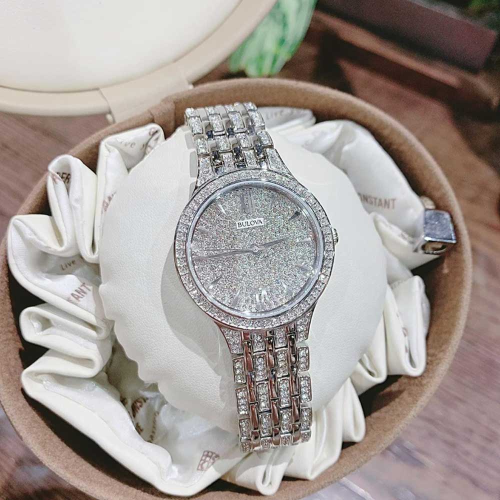  Shop Authentic Bulova Crystal Collection Silver Dial Silver Steel Strap Watch for Women - 96L243 - Luxxuri