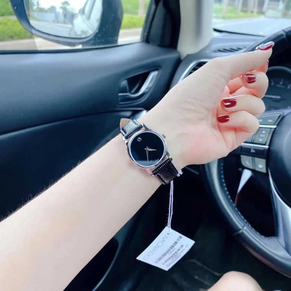  Shop Authentic Movado Museum Black Dial Black Leather Strap Watch For Women - 2100004 - Luxxuri