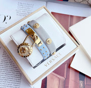  Shop Authentic Versace Medusa Lock Icon Quartz White Dial Blue Leather Strap Watch for Women - VEDW00419 - Luxxuri