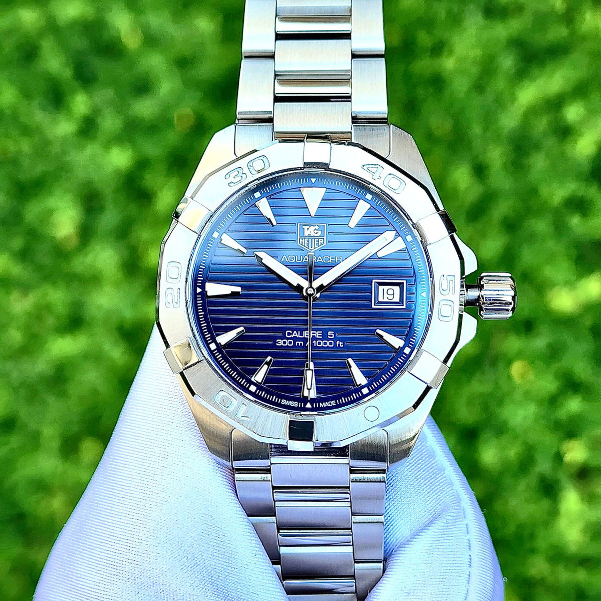  Shop Authentic Tag Heuer Aquaracer Automatic Blue Dial Silver Steel Strap Watch for Men - WAY2112.BA0928 - Luxxuri