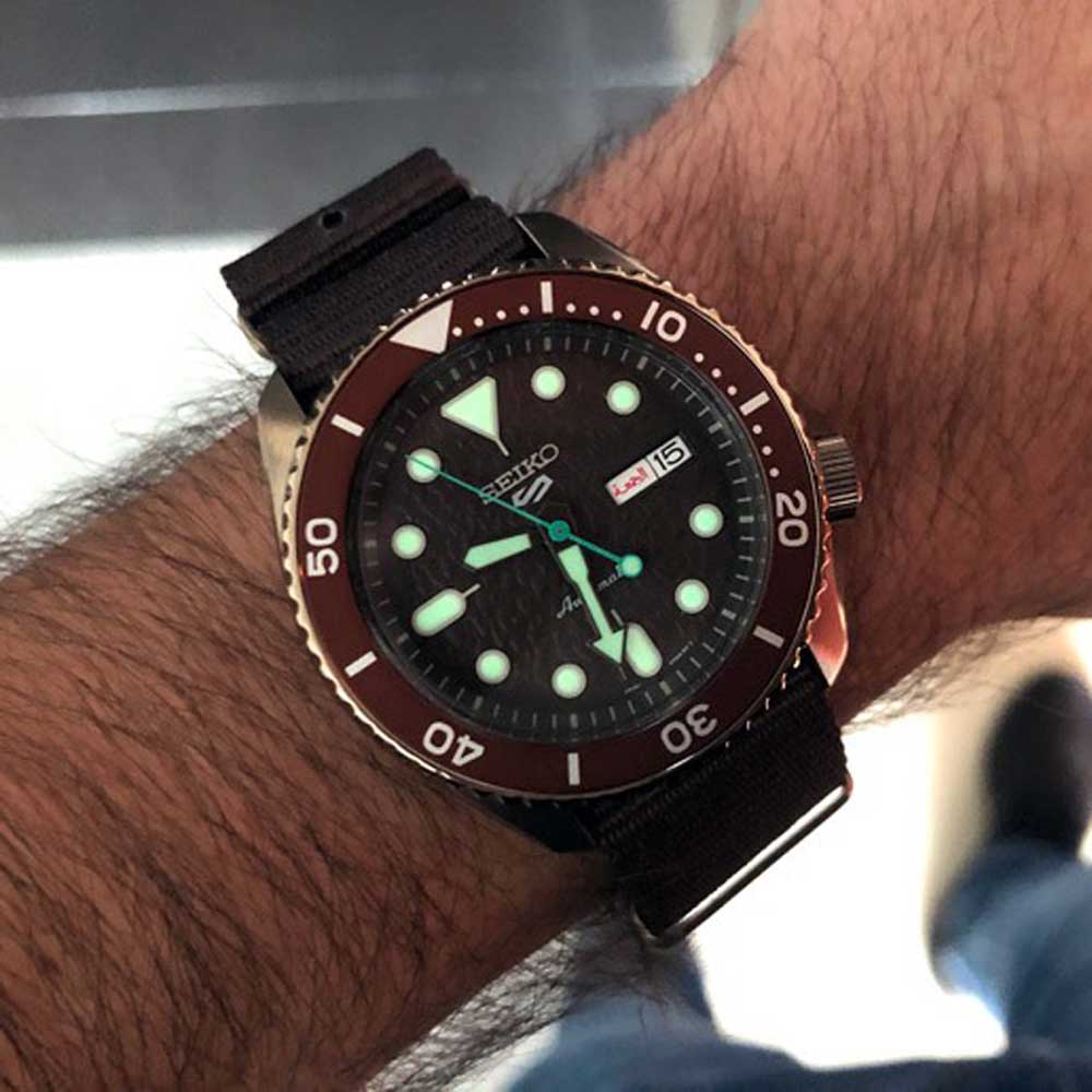  Shop Authentic Seiko 5 Sport Automatic Brown Dial Brown Nylon Strap Watch For Men - SRPD85K1 - Luxxuri
