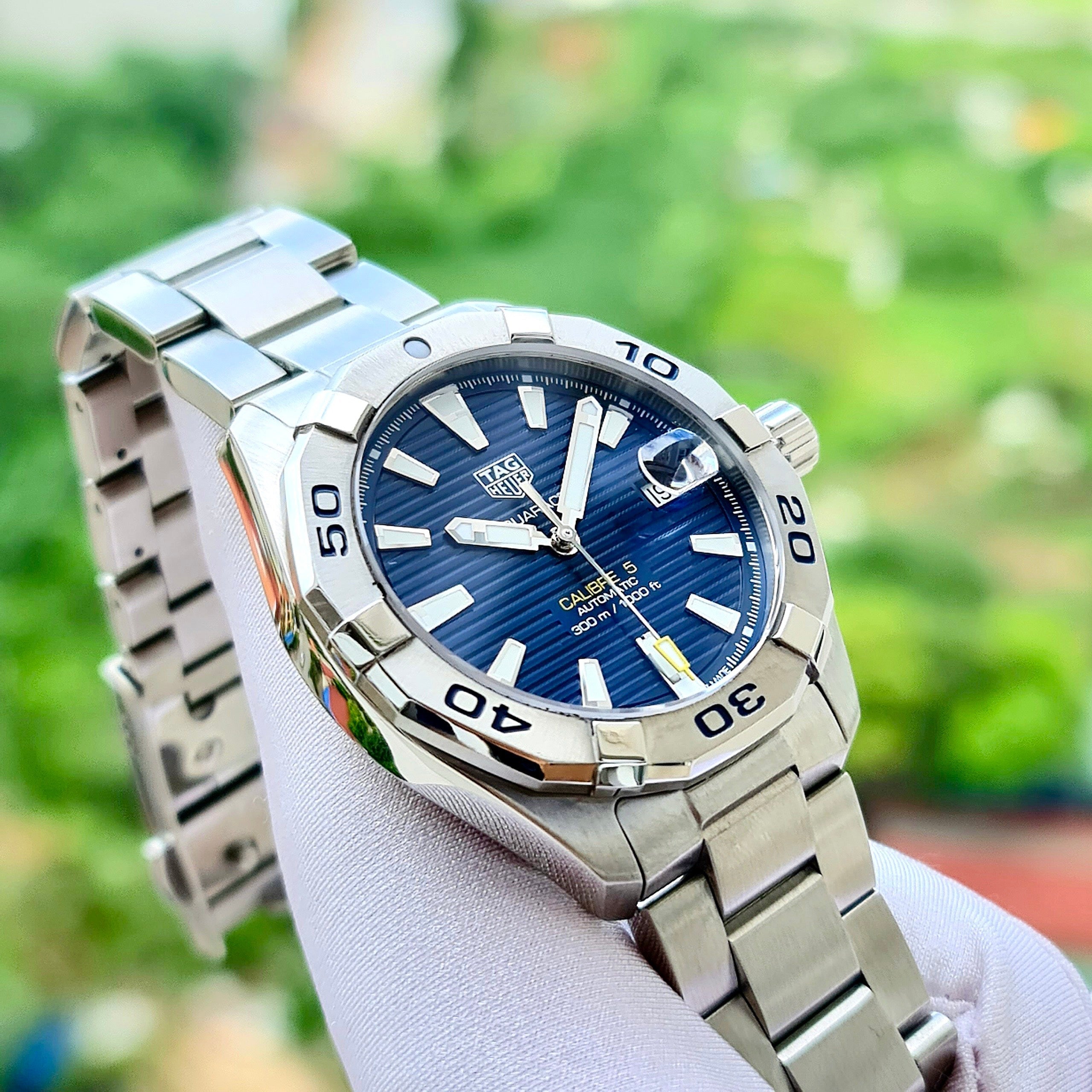  Shop Authentic Tag Heuer Aquaracer Automatic Blue Dial Silver Steel Strap Watch for Men - WBD2112.BA0928 - Luxxuri