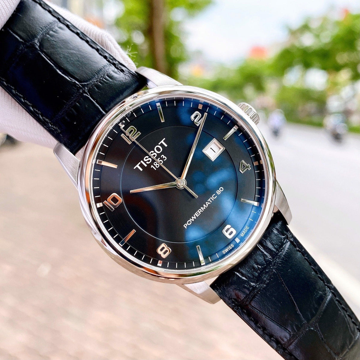  Shop Authentic Tissot Luxury Powermatic 80 Black Dial Black Leather Strap Watch For Men - T086.407.16.057.00 - Luxxuri