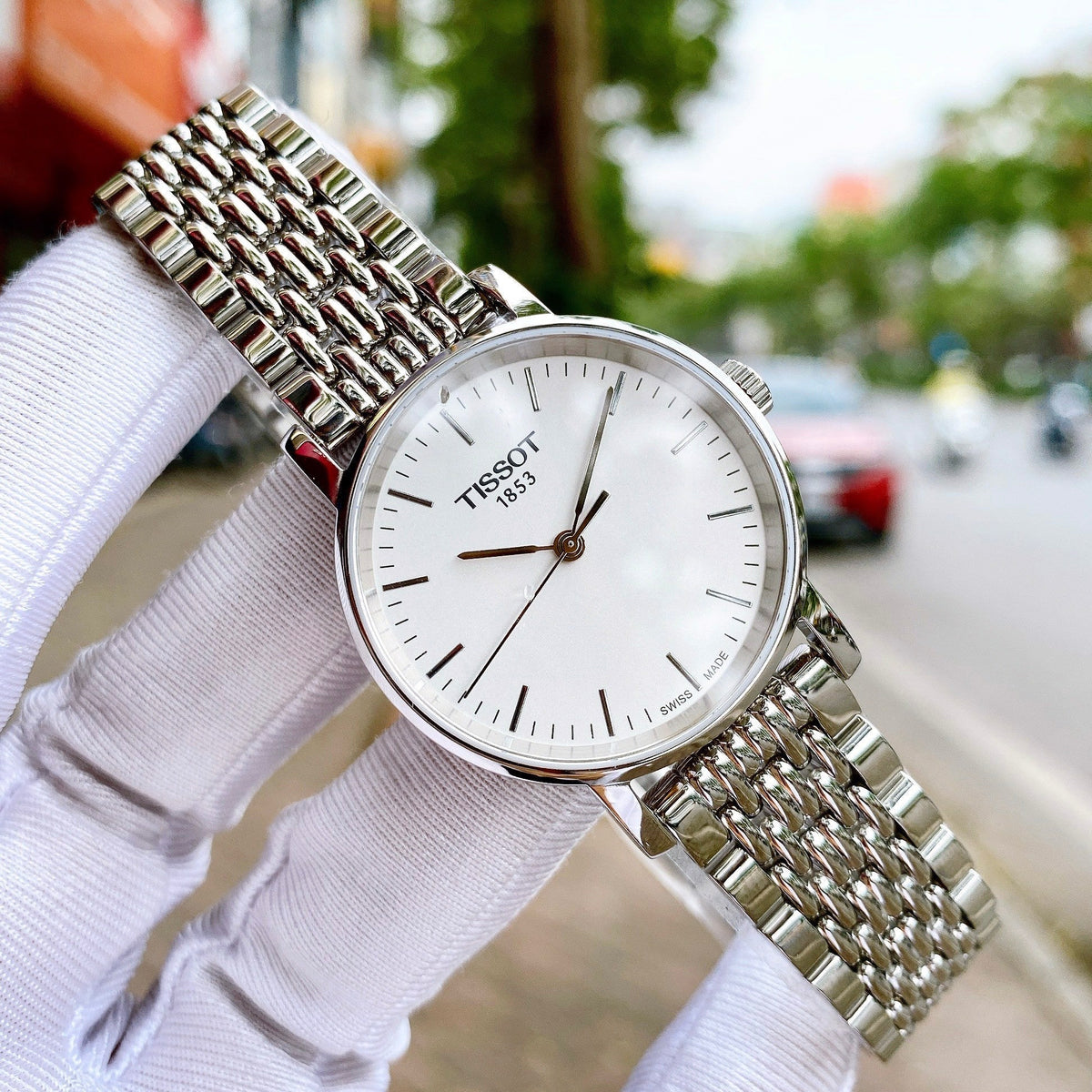  Shop Authentic Tissot Everytime Small White Dial Silver Mesh Bracelet Watch For Women - T109.210.11.031.00 - Luxxuri