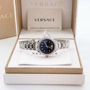  Shop Authentic Versace Hellenyium Black Dial Silver Steel Strap Watch for Women - V12020015 - Luxxuri