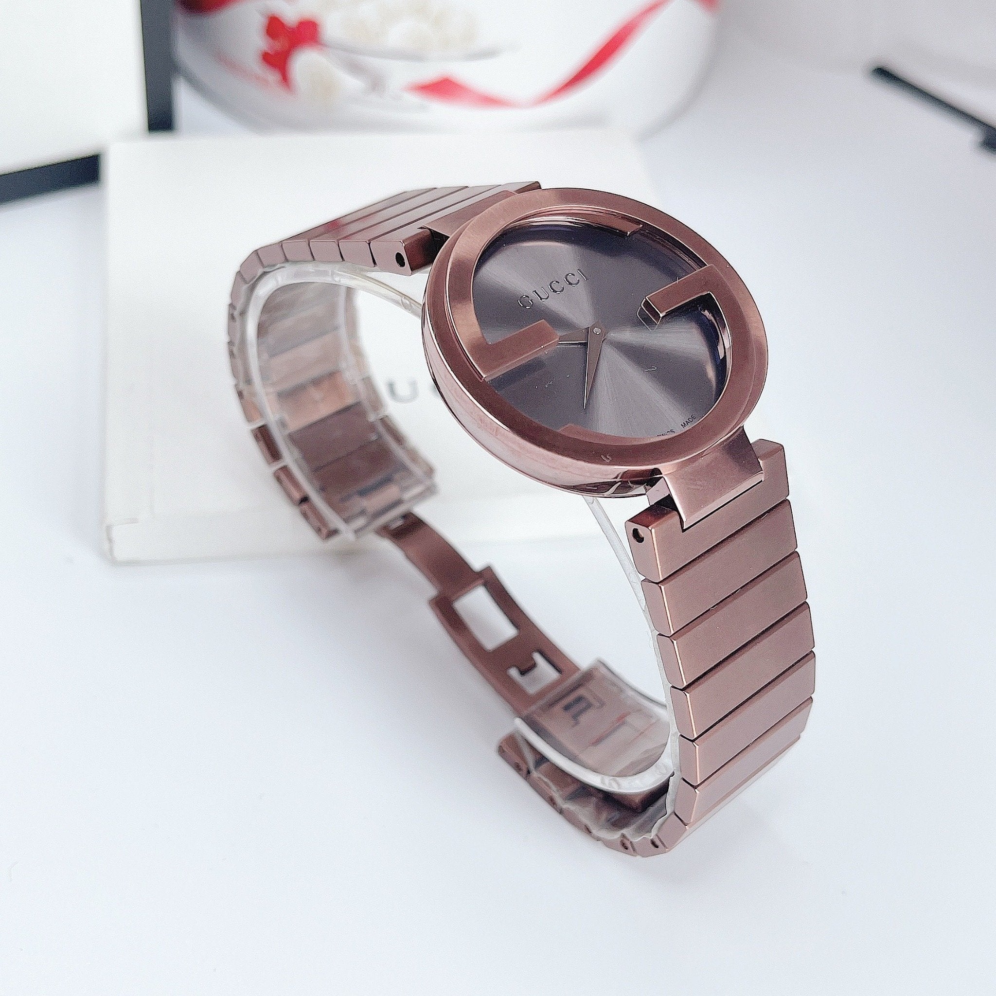  Shop Authentic Gucci Interlocking XL Brown Dial Brown Steel Strap Watch For Men - YA133211 - Luxxuri
