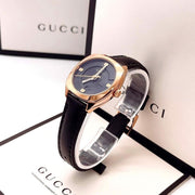 Shop Authentic Gucci GG2570 Quartz Black Dial Black Leather Strap Watch For Women - YA142509 - Luxxuri