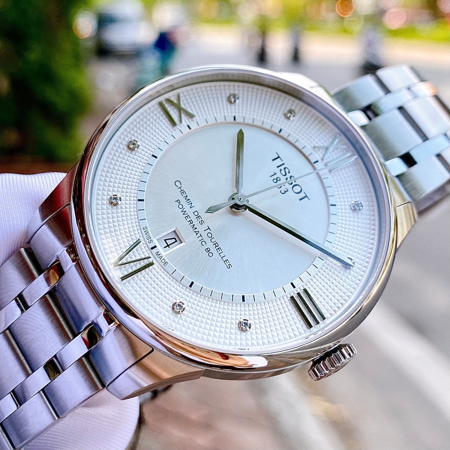  Shop Authentic Tissot Chemin Des Tourelles Powermatic 80 Diamonds Silver Dial Silver Steel Strap Watch for Men - T099.407.11.033.00 - Luxxuri
