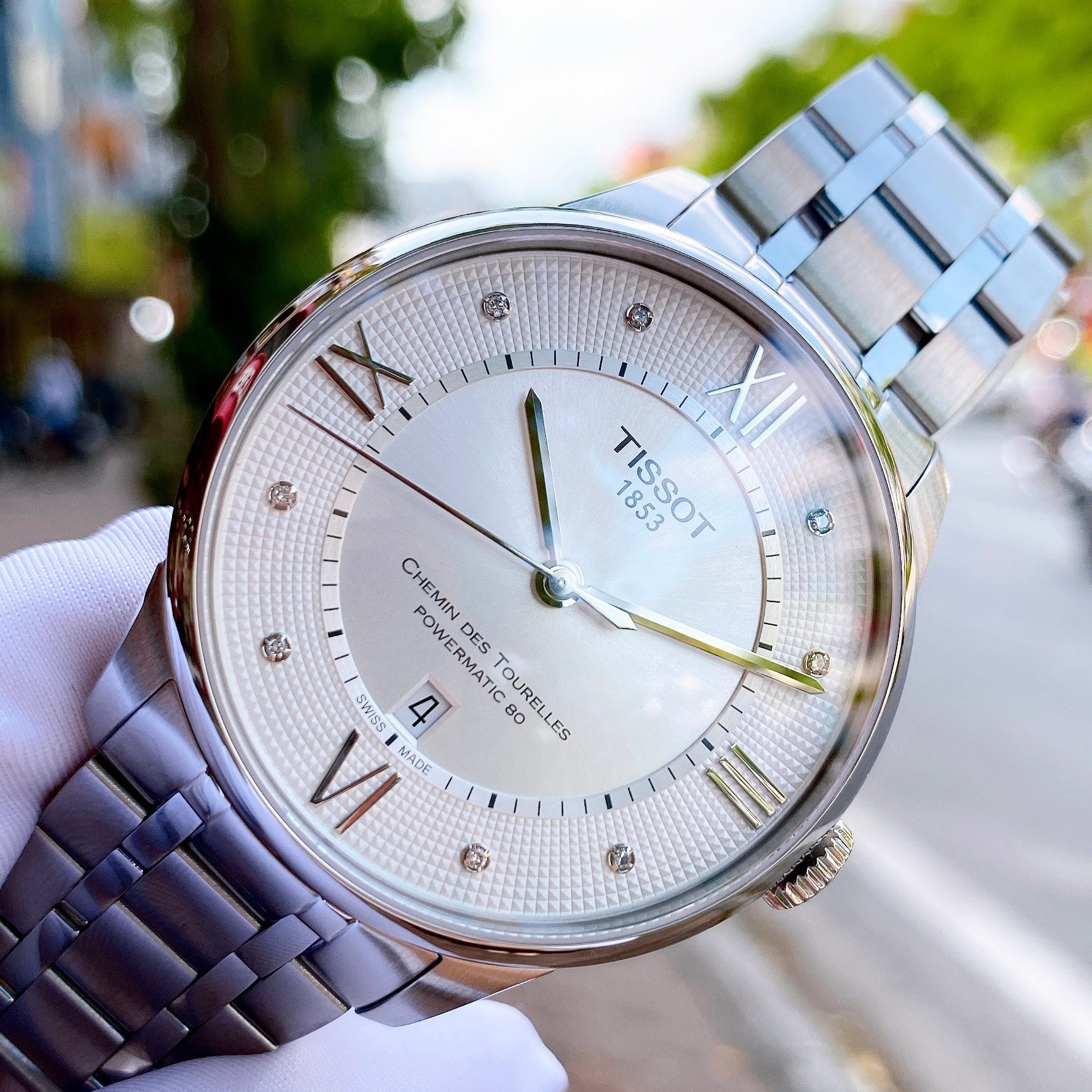  Shop Authentic Tissot Chemin Des Tourelles Powermatic 80 Diamonds Silver Dial Silver Steel Strap Watch for Men - T099.407.11.033.00 - Luxxuri