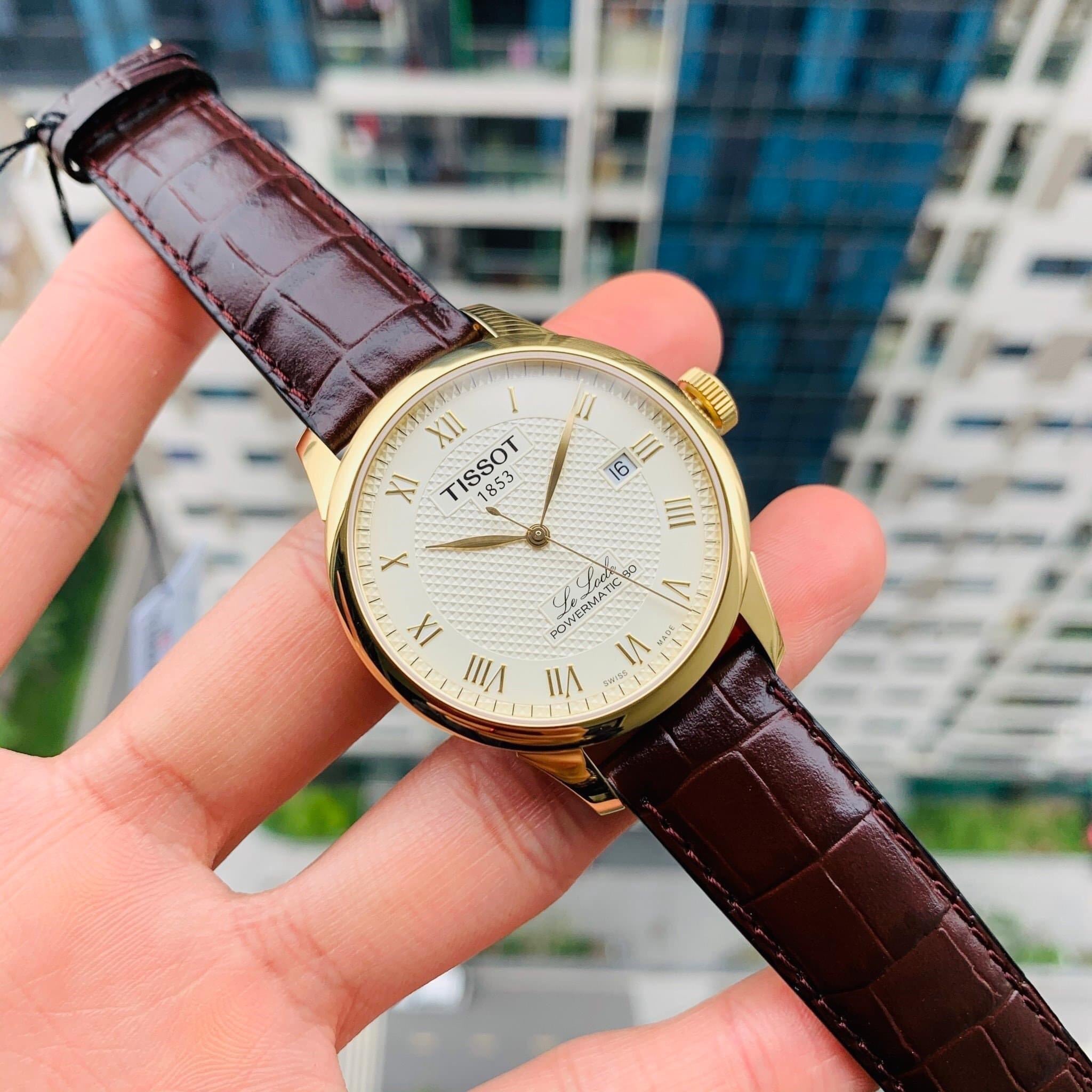  Shop Authentic Tissot Le Locle Powermatic 80 Gold Dial Brown Leather Strap Watch For Men - T006.407.36.263.00 - Luxxuri