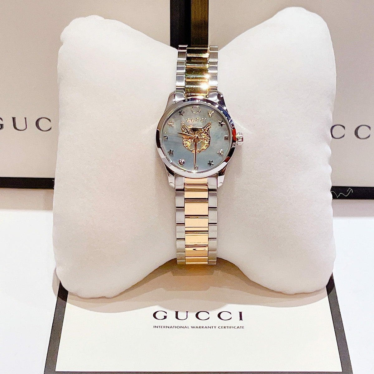  Shop Authentic Gucci G Timeless Silver Dial Two Tone Steel Strap Watch For Women - YA1264074 - Luxxuri