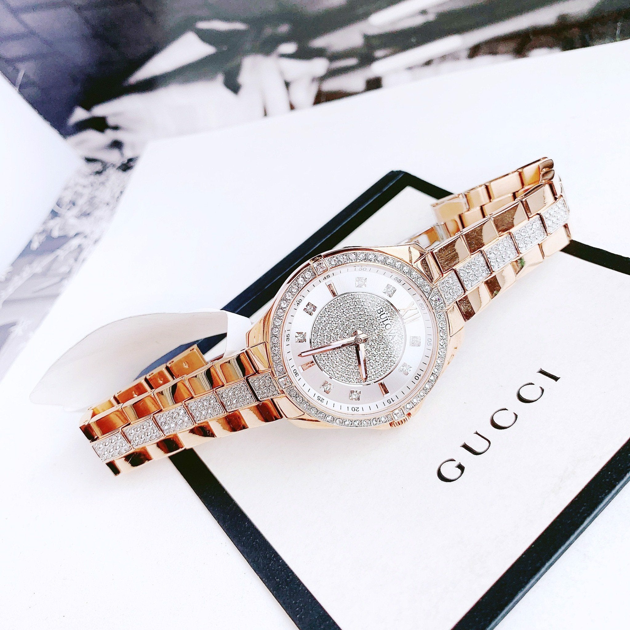  Shop Authentic Bulova Crystal Collection Silver Dial Rose Gold Steel Strap Watch for Women - 98L229 - Luxxuri