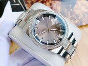  Shop Authentic Bulova Crystal Collection Brown Dial Silver Steel Strap Watch for Men - 96B221 - Luxxuri