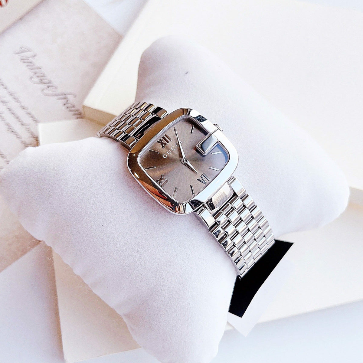  Shop Authentic Gucci G-Gucci Brown Dial Silver Steel Strap Watch For Women - YA125413 - Luxxuri