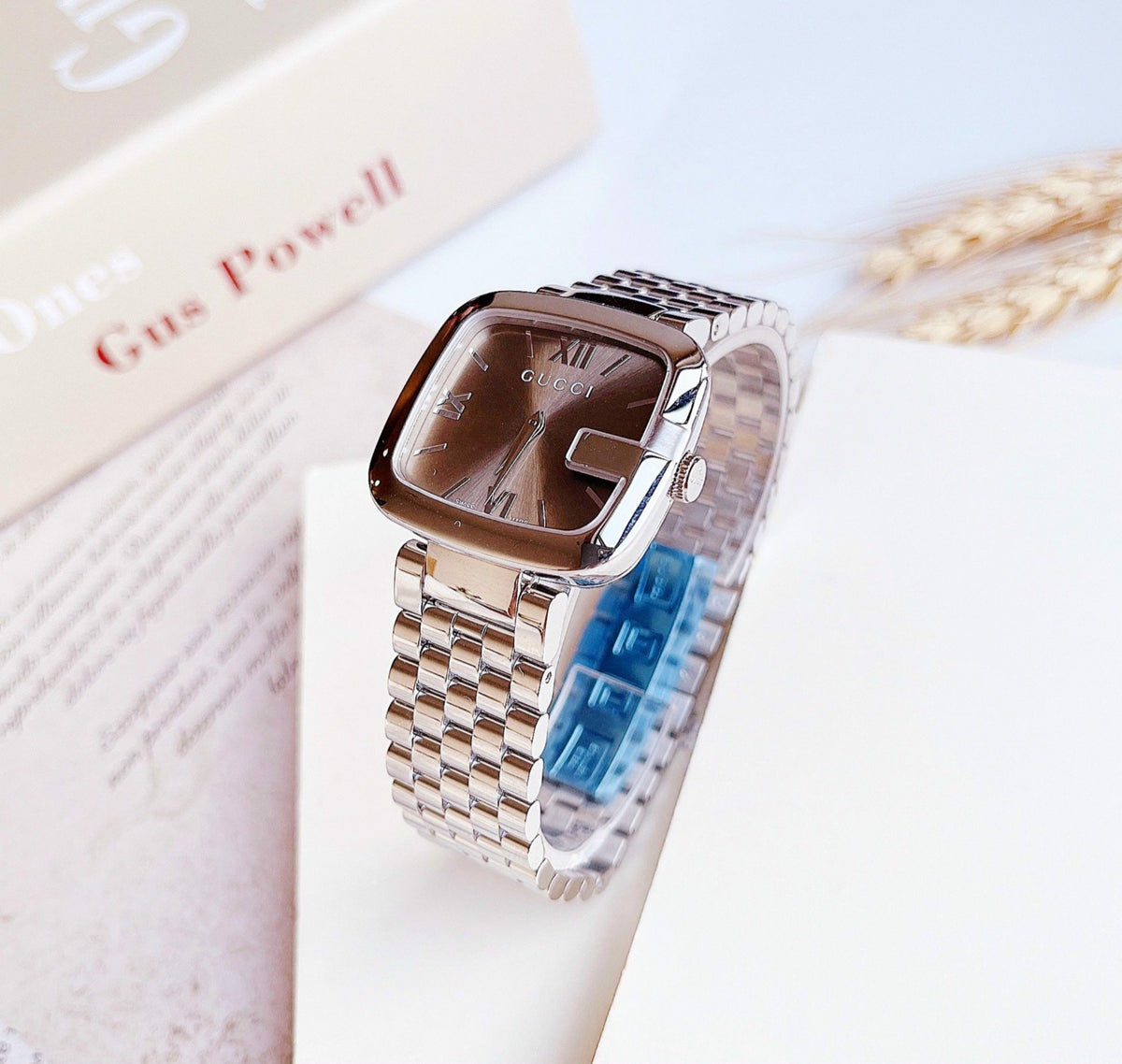  Shop Authentic Gucci G-Gucci Brown Dial Silver Steel Strap Watch For Women - YA125413 - Luxxuri