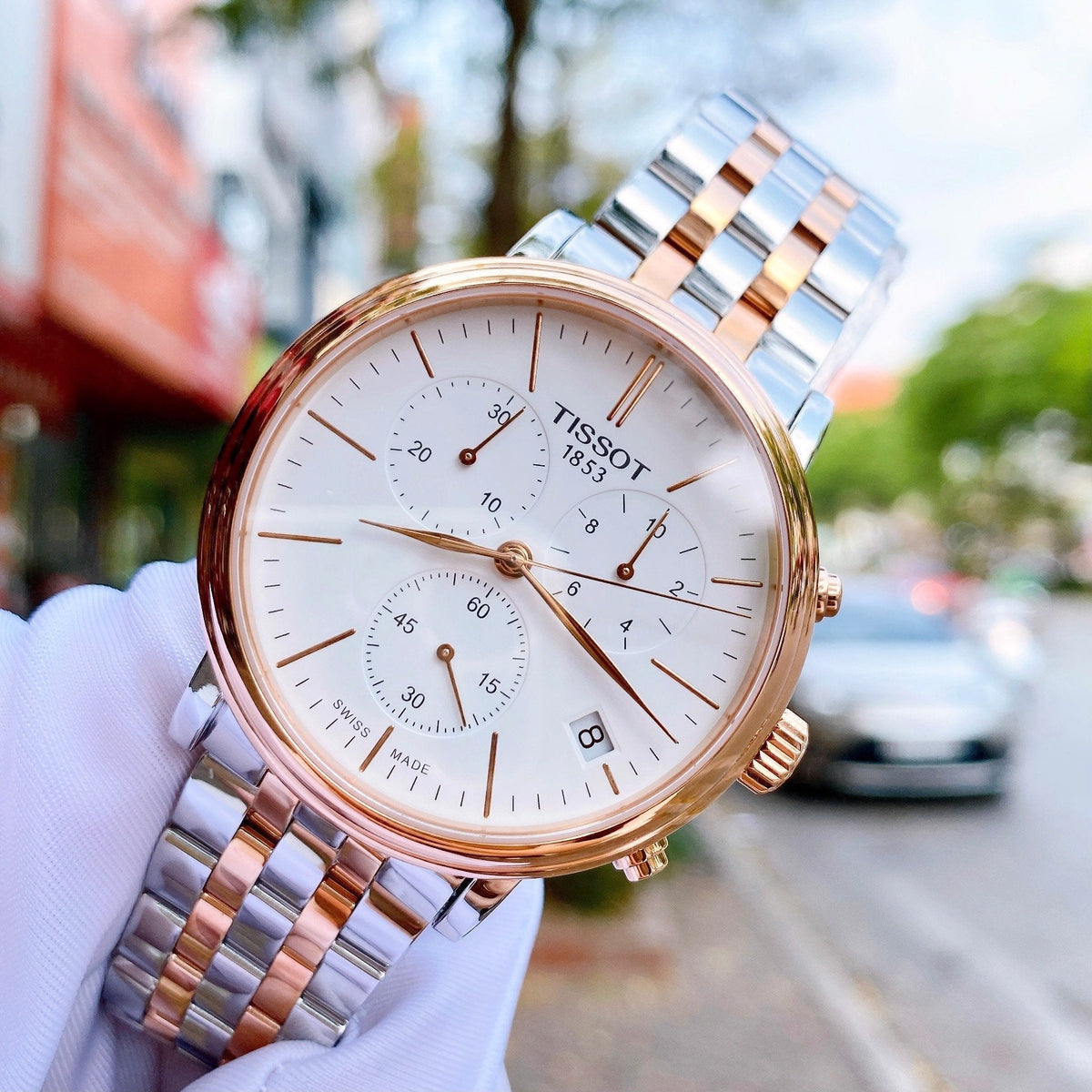  Shop Authentic Tissot Carson Premium Chronograph White Dial Two Tone Steel Strap Watch For Men - T122.417.22.011.00 - Luxxuri