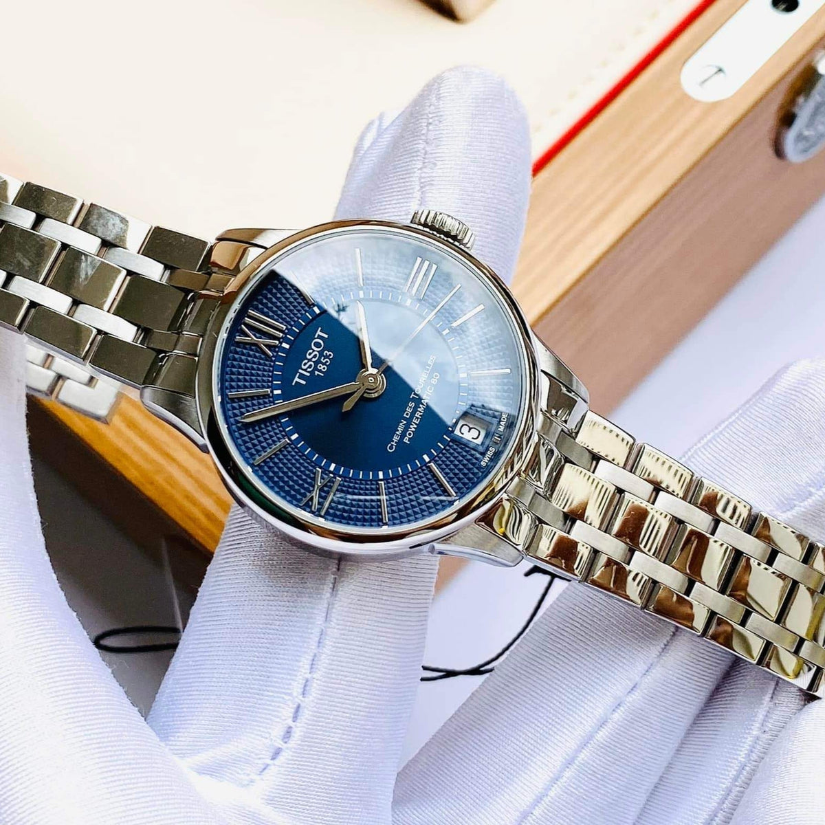  Shop Authentic Tissot Chemin Des Tourelles Powermatic 80 Lady Blue Dial Silver Steel Strap Watch For Women - T099.207.11.048.00 - Luxxuri