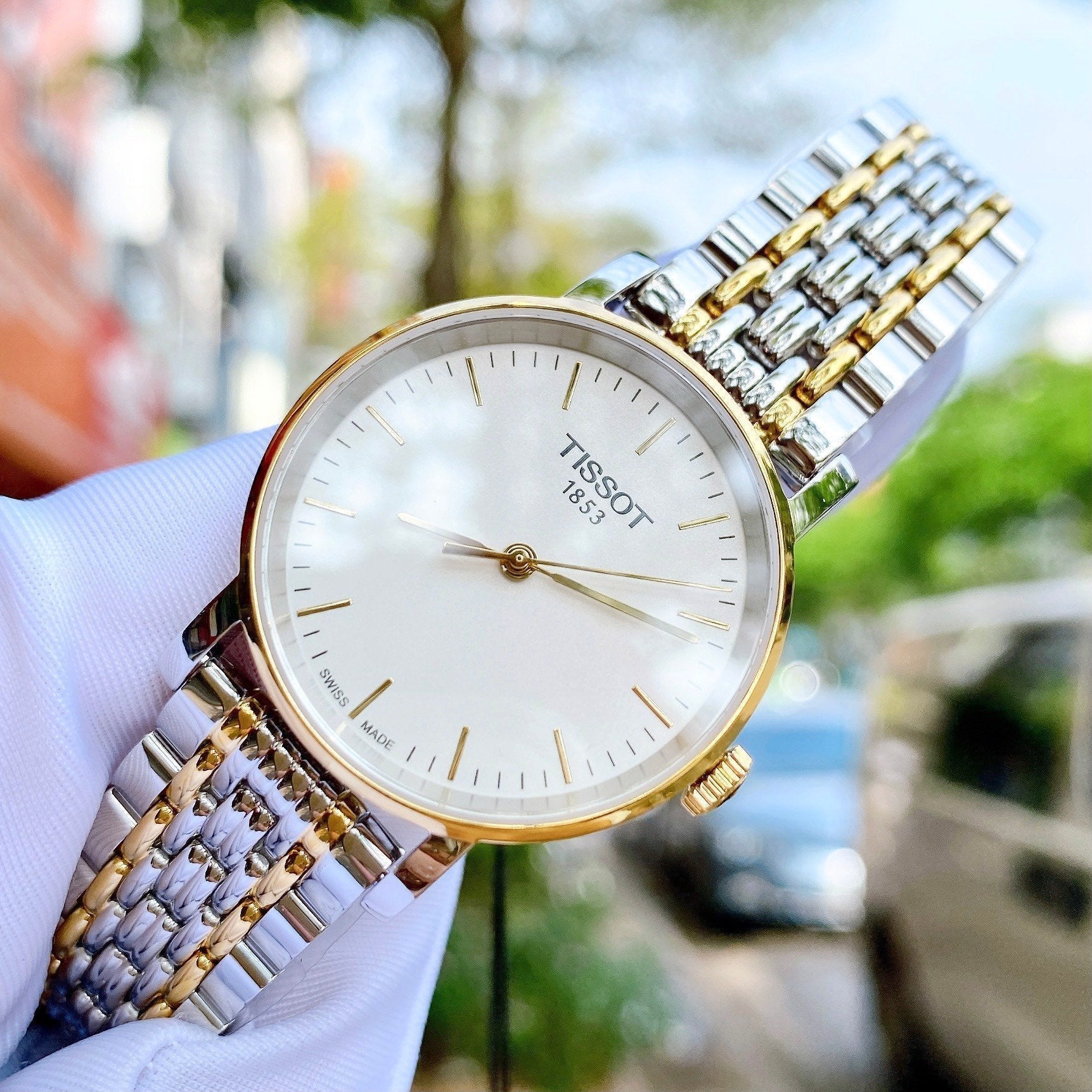  Shop Authentic Tissot Everytime Medium White Dial Two Tone Mesh Bracelet Watch For Men - T109.410.22.031.00 - Luxxuri