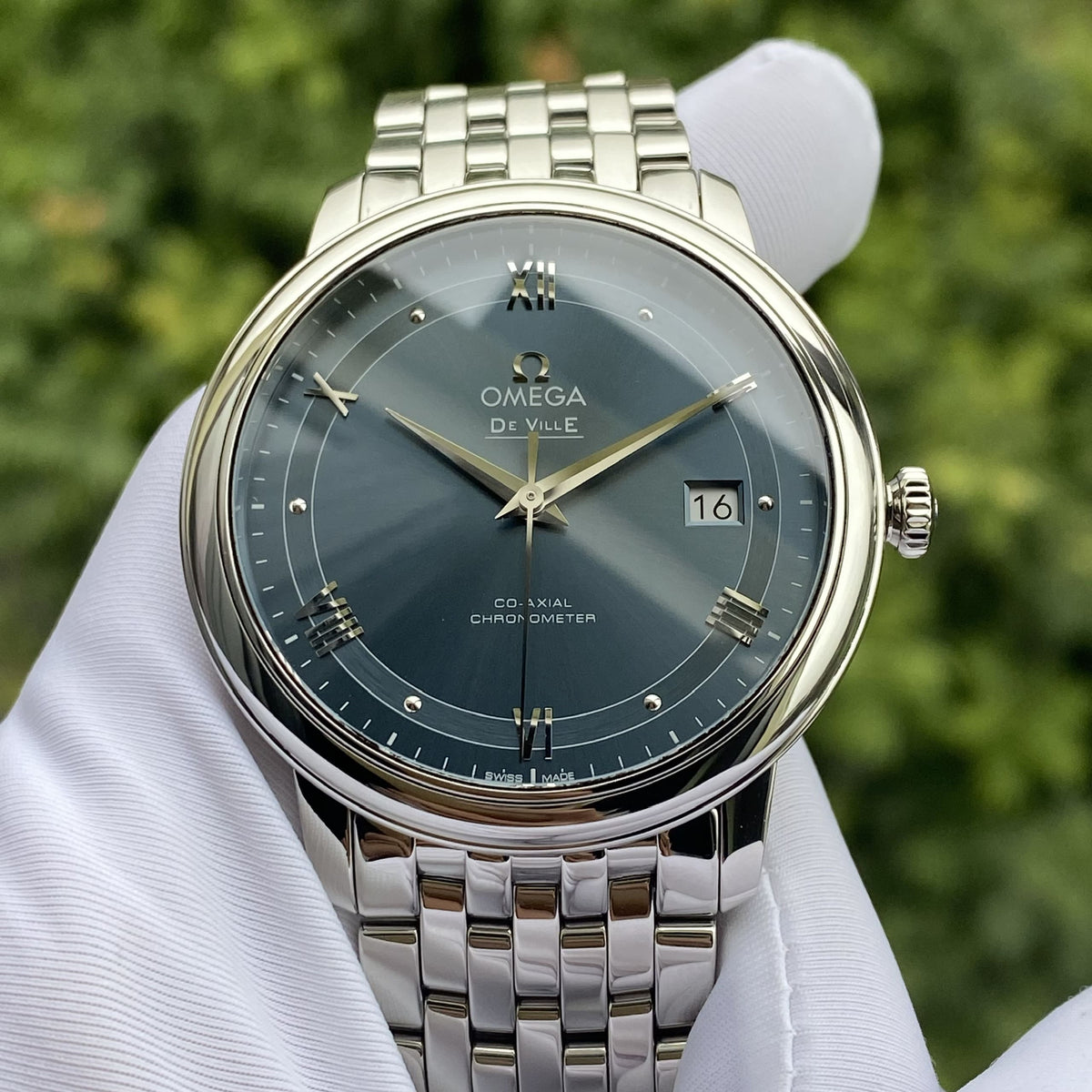  Shop Authentic Omega De Ville Prestige Co-Axial Blue Dial Silver Steel Strap Watch for Men - 424.10.40.20.03.002 - Luxxuri