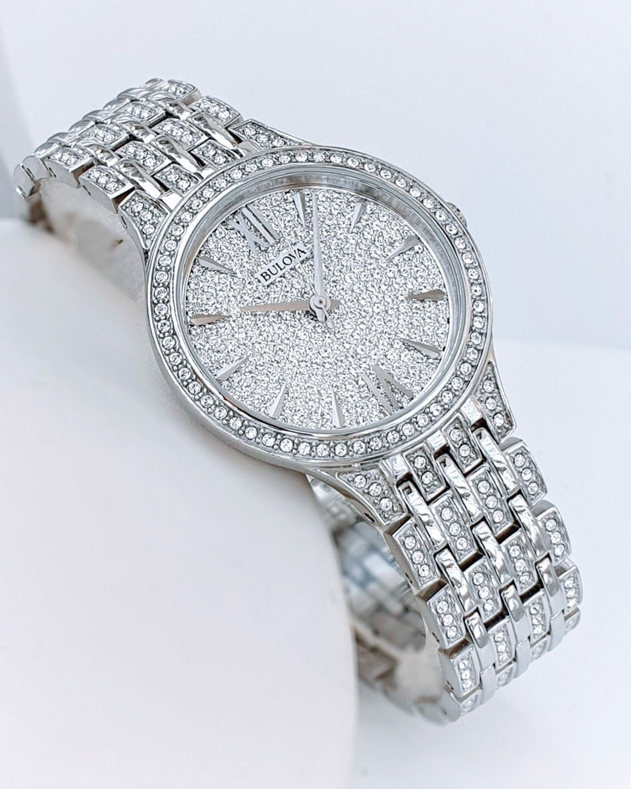  Shop Authentic Bulova Crystal Collection Silver Dial Silver Steel Strap Watch for Women - 96L243 - Luxxuri