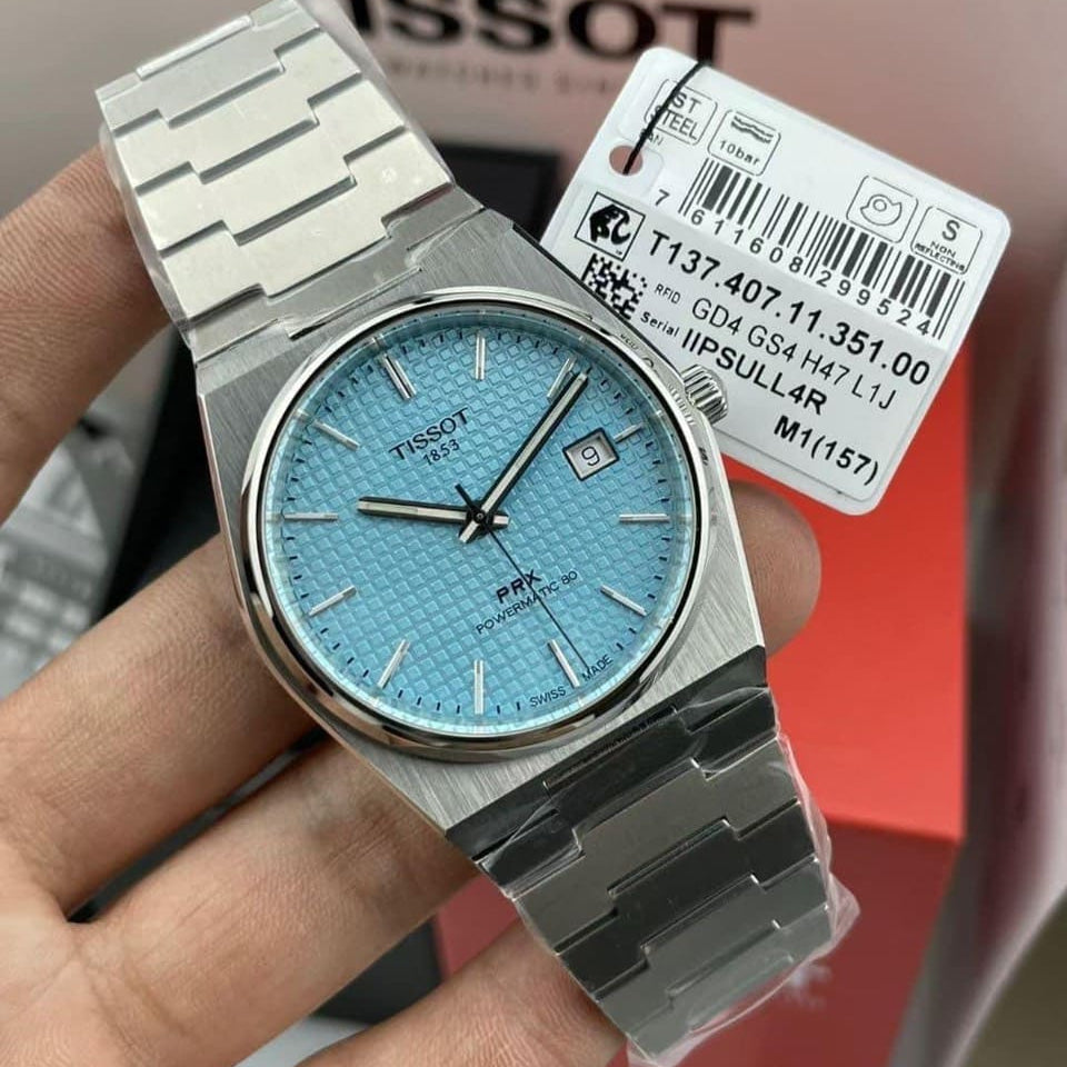  Shop Authentic Tissot PRX Powermatic 80 Ice Blue Tiffany Dial Silver Steel Strap Watch for Men - T137.407.11.351.00 - Luxxuri