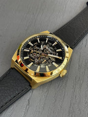  Shop Authentic Fossil Everett Automatic Skeleton Black Dial Black Leather Strap Watch for Men - ME3208 - Luxxuri