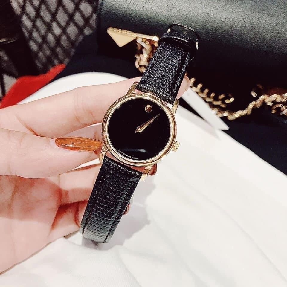  Shop Authentic Movado Museum Black Dial Black Leather Strap Watch For Women - 2100006 - Luxxuri