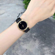  Shop Authentic Movado Museum Black Dial Black Leather Strap Watch For Women - 2100006 - Luxxuri