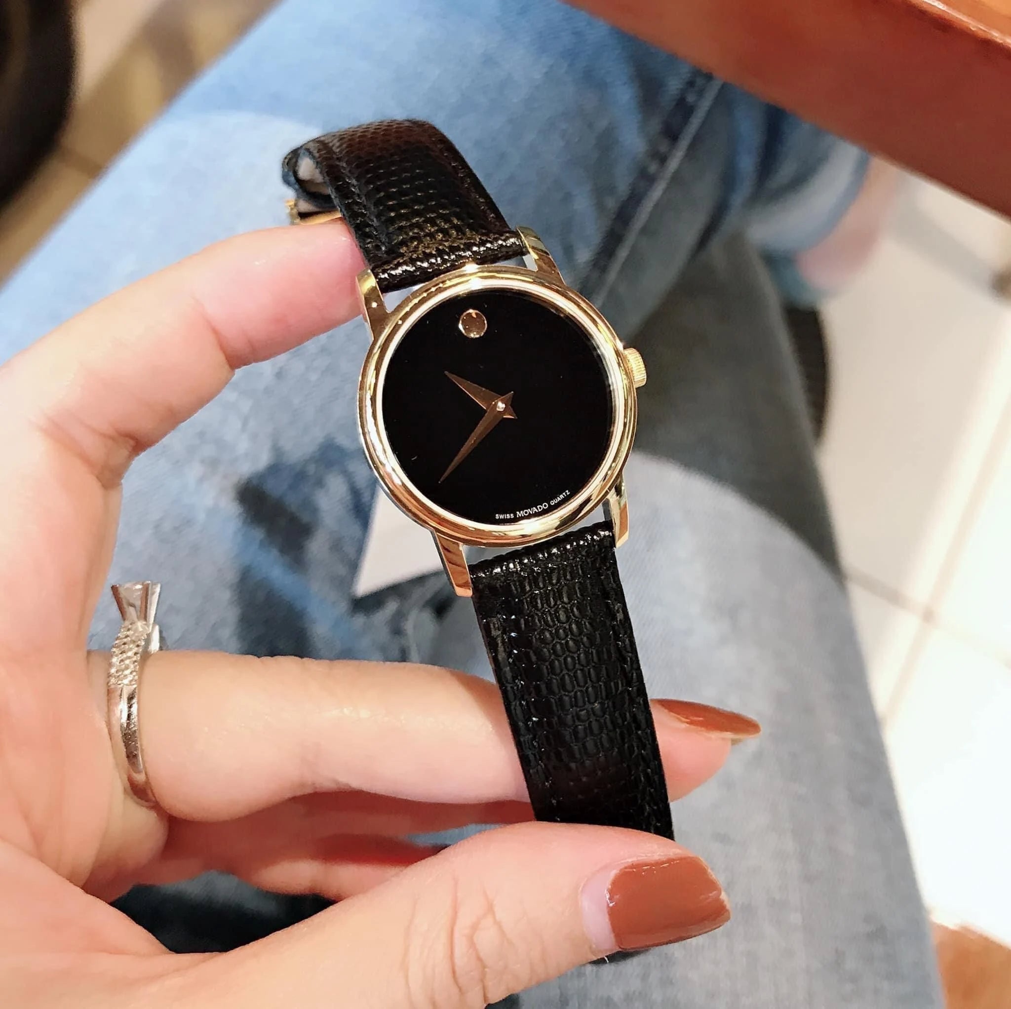  Shop Authentic Movado Museum Black Dial Black Leather Strap Watch For Women - 2100006 - Luxxuri