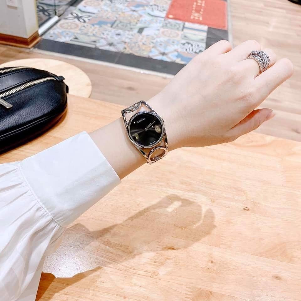  Shop Authentic Calvin Klein Dainty Black Dial Silver Steel Strap Watch for Women - K7L23141 - Luxxuri