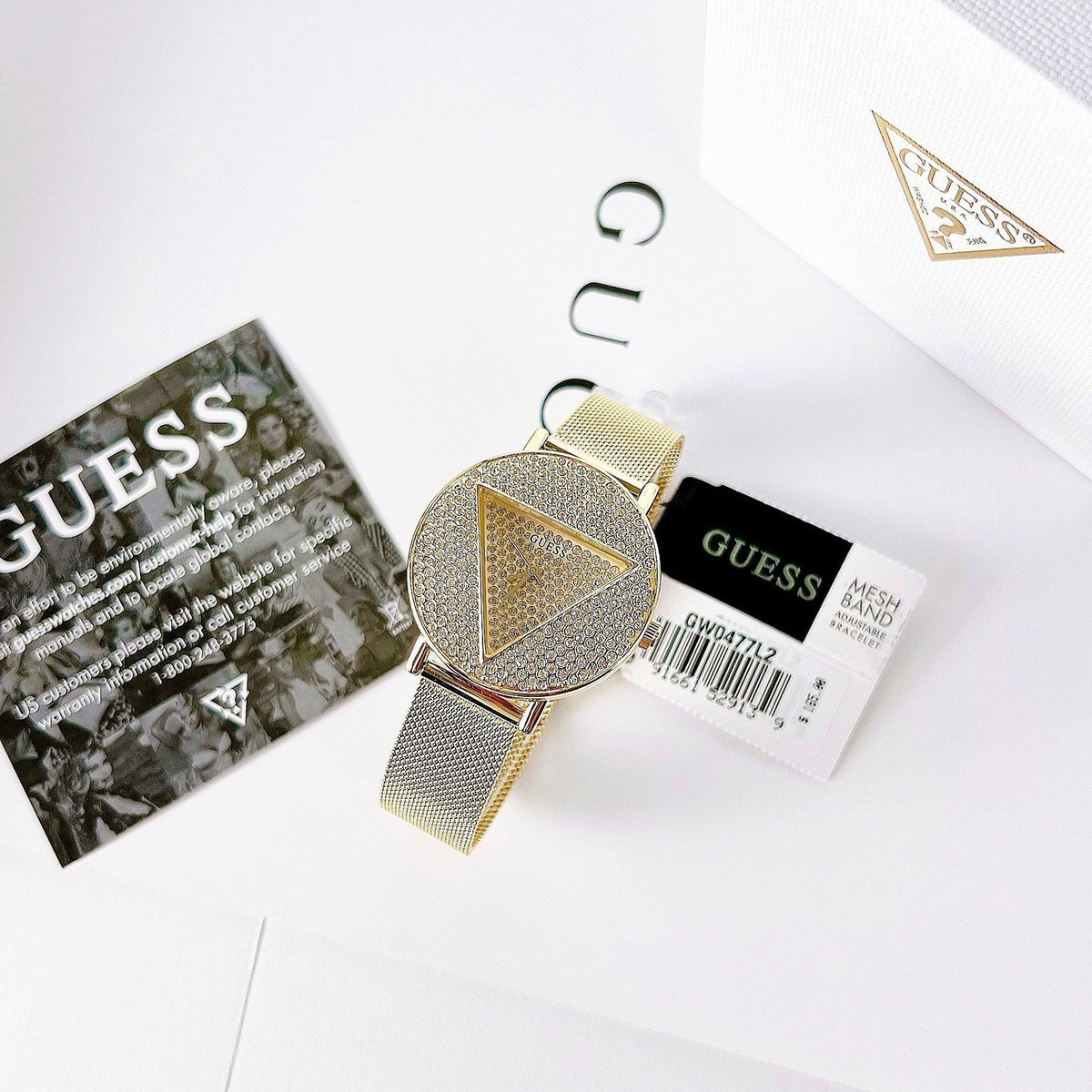  Shop Authentic Guess Iconic Diamonds Gold Dial Gold Mesh Bracelet Watch For Women - GW0477L2 - Luxxuri