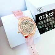  Shop Authentic Guess Athena Rose Gold Dial Rose Gold Rubber Strap Watch for Women - GW0409L3 - Luxxuri