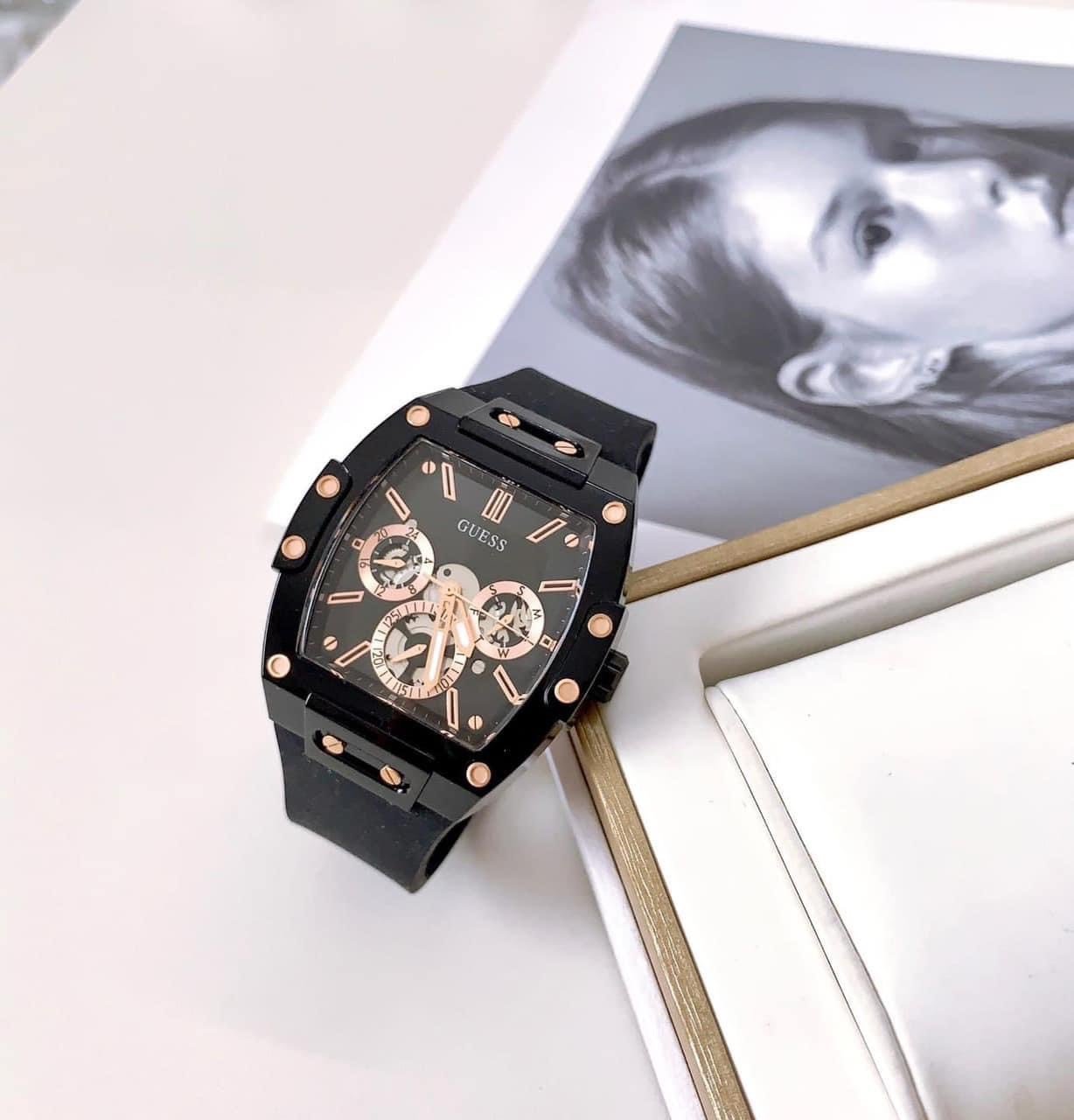  Shop Authentic Guess Phoenix Multifunction Black Dial Black Silicone Strap Watch For Men - GW0203G8 - Luxxuri