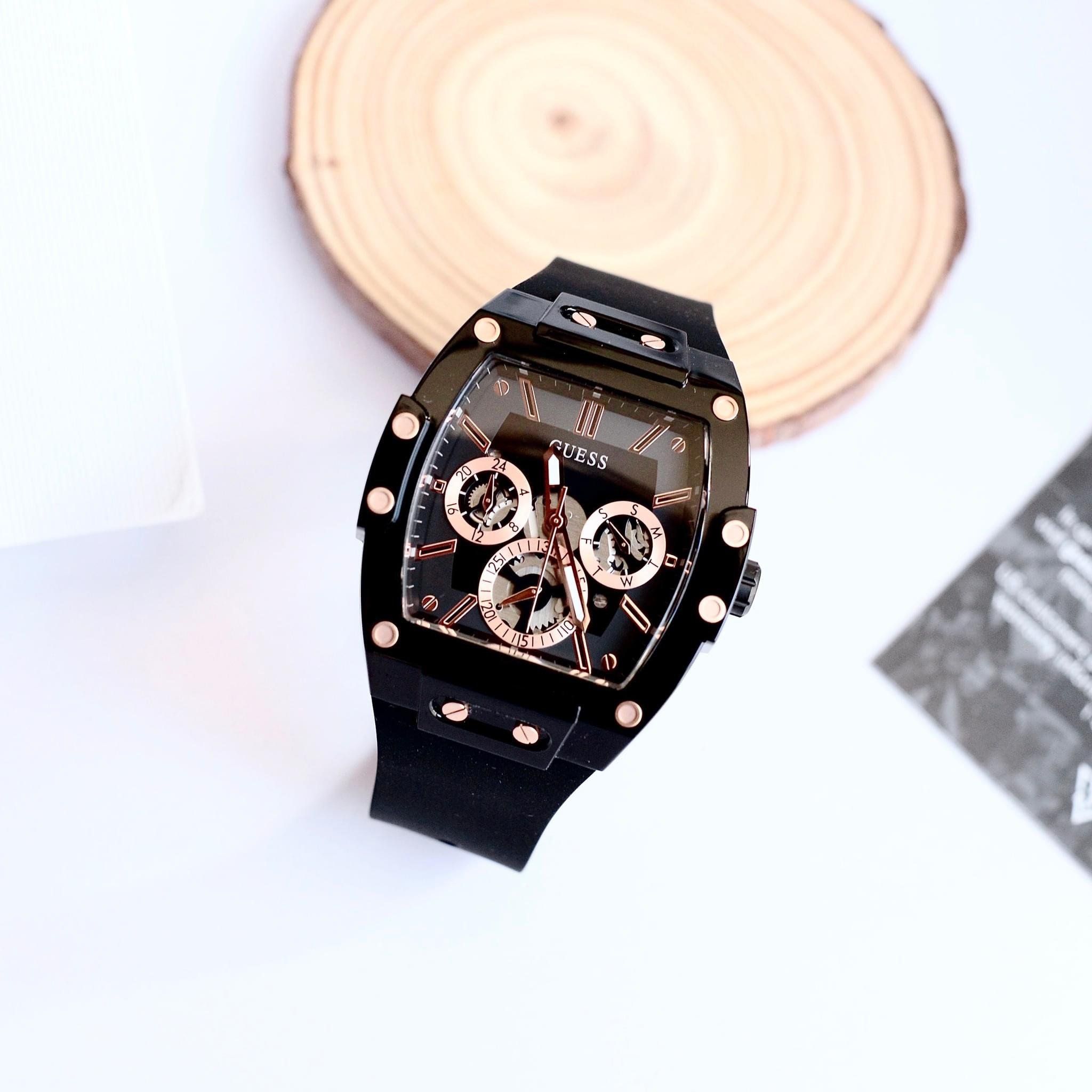  Shop Authentic Guess Phoenix Multifunction Black Dial Black Silicone Strap Watch For Men - GW0203G8 - Luxxuri