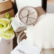  Shop Authentic Calvin Klein Minimal White Dial Silver Mesh Bracelet Watch for Men - K3M5115X - Luxxuri