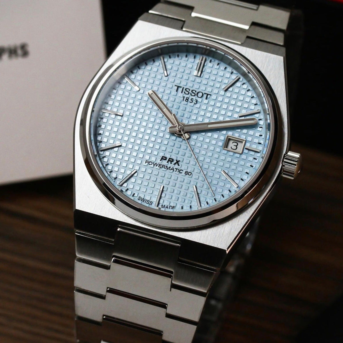  Shop Authentic Tissot PRX Powermatic 80 Ice Blue Tiffany Dial Silver Steel Strap Watch for Men - T137.407.11.351.00 - Luxxuri