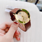 Shop Authentic Movado Bold Gold Dial Brown Leather Strap Watch for Women - 3600437 - Luxxuri