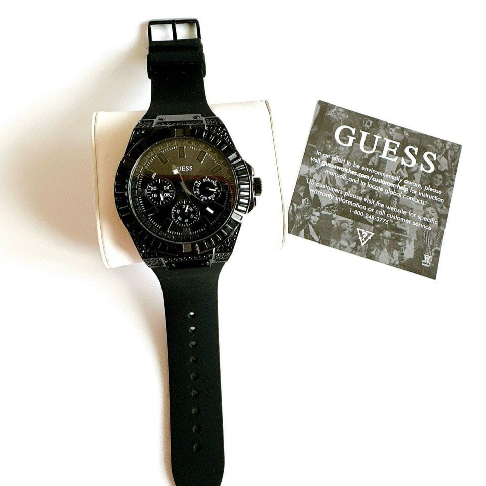  Shop Authentic Guess Zeus Multifunction Crystals Black Dial Black Silicone Strap Watch For Men - GW0208G5 - Luxxuri