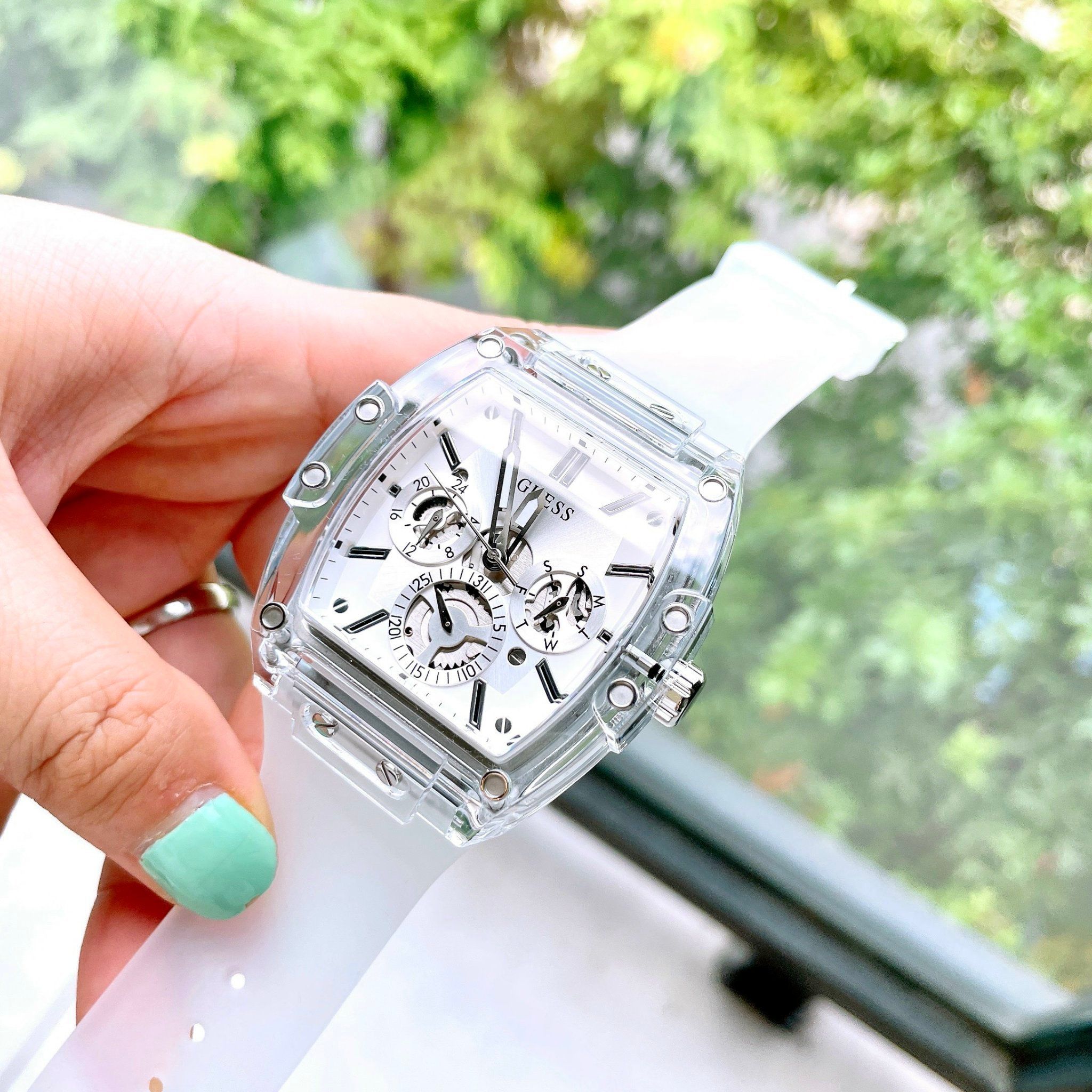  Shop Authentic Guess Phoenix Multi Function Silver Dial White Rubber Strap Watch for Men - GW0203G1 - Luxxuri