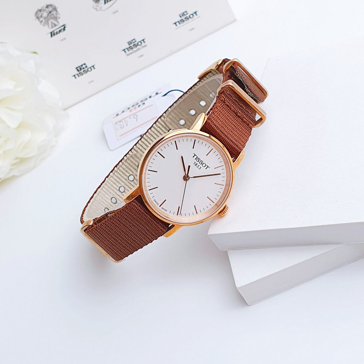  Shop Authentic Tissot Everytime Desire White Dial Maroon NATO Strap Watch for Women - T109.210.37.031.00 - Luxxuri