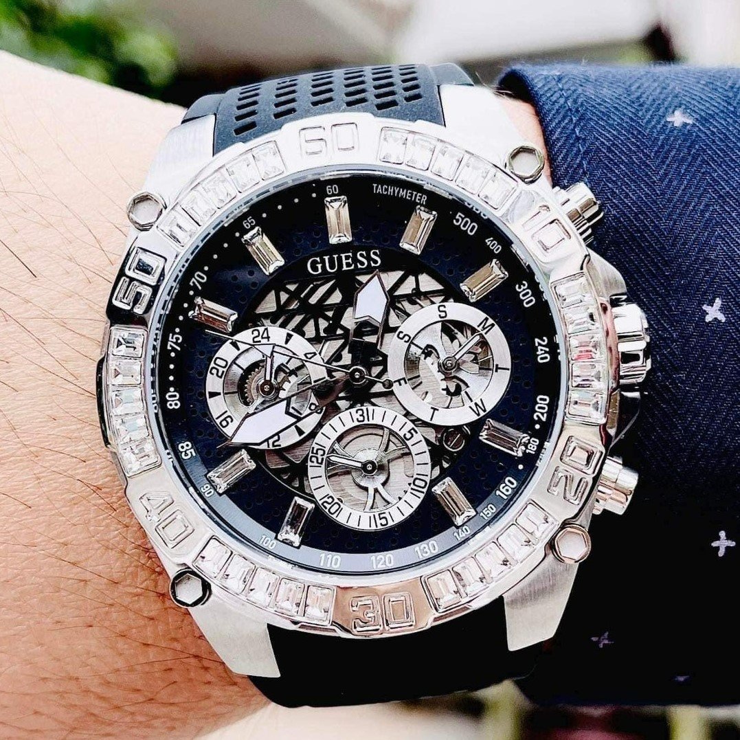  Shop Authentic Guess Trophy Multifunction Black Dial Black Rubber Strap Watch for Men - GW0333G1 - Luxxuri