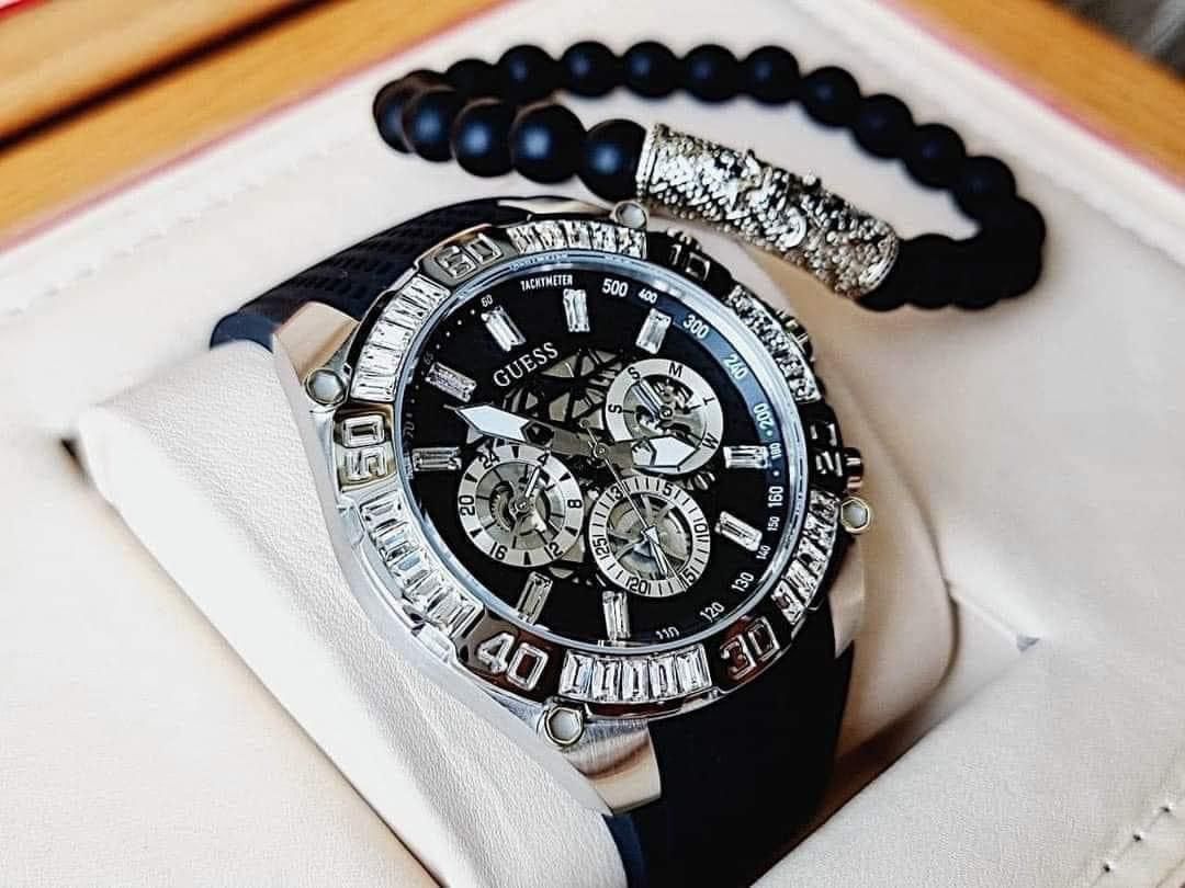  Shop Authentic Guess Trophy Multifunction Black Dial Black Rubber Strap Watch for Men - GW0333G1 - Luxxuri