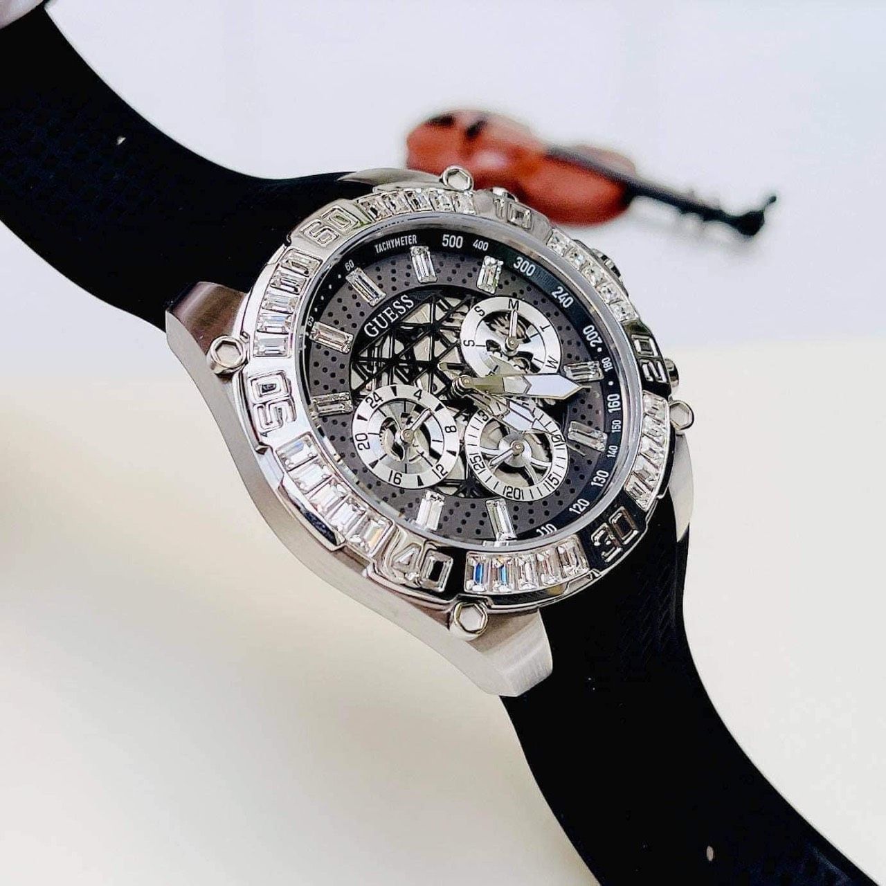  Shop Authentic Guess Trophy Multifunction Black Dial Black Rubber Strap Watch for Men - GW0333G1 - Luxxuri