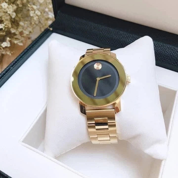  Shop Authentic Movado Bold Black Dial Gold Steel Strap Unisex Watch - 3600397 - Luxxuri