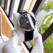 Shop Authentic Movado Ultra Slim Black Dial Black Leather Strap Watch For Men - 0607086 - Luxxuri