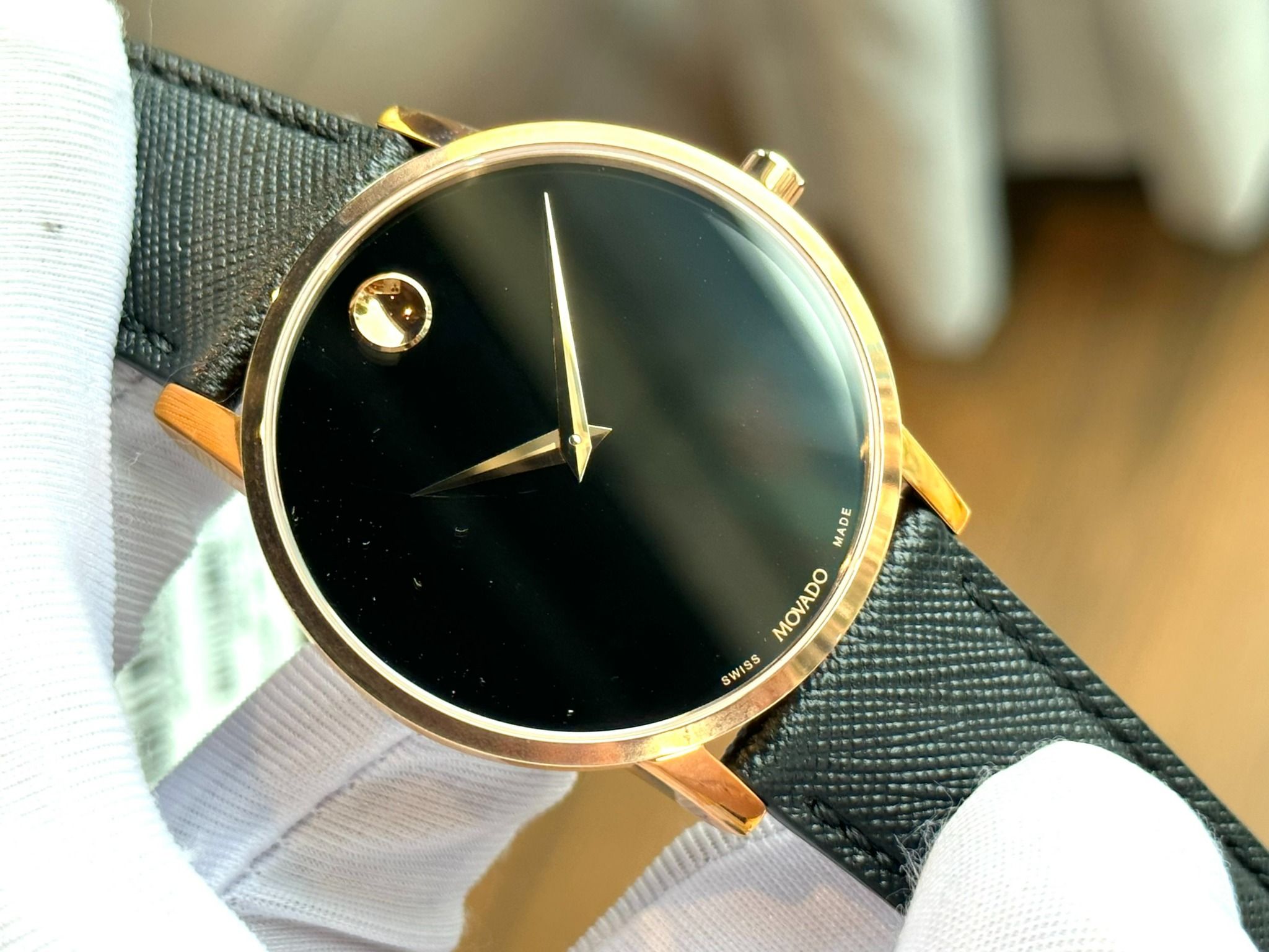  Shop Authentic Movado Museum Classic Black Dial Black Leather Strap Watch for Men - 0607196 - Luxxuri