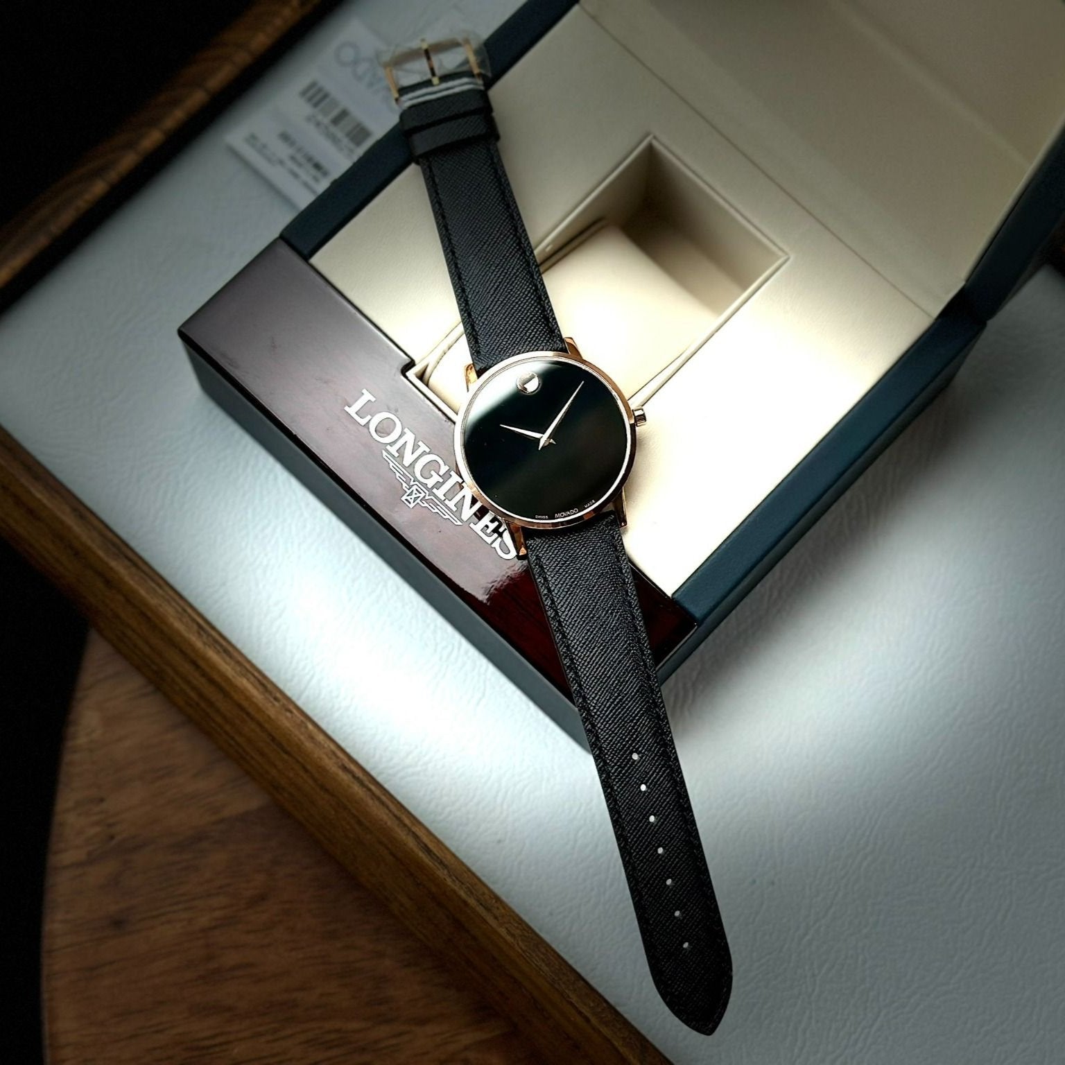 Shop Authentic Movado Museum Classic Black Dial Black Leather Strap Watch for Men - 0607196 - Luxxuri